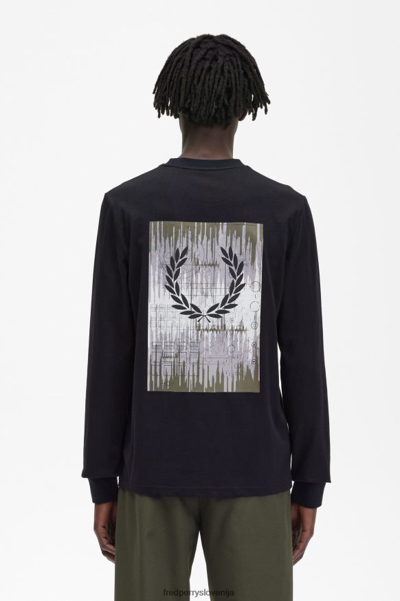 Fred Perry Soundwave Black Long Slee Majica sprednji zaslon