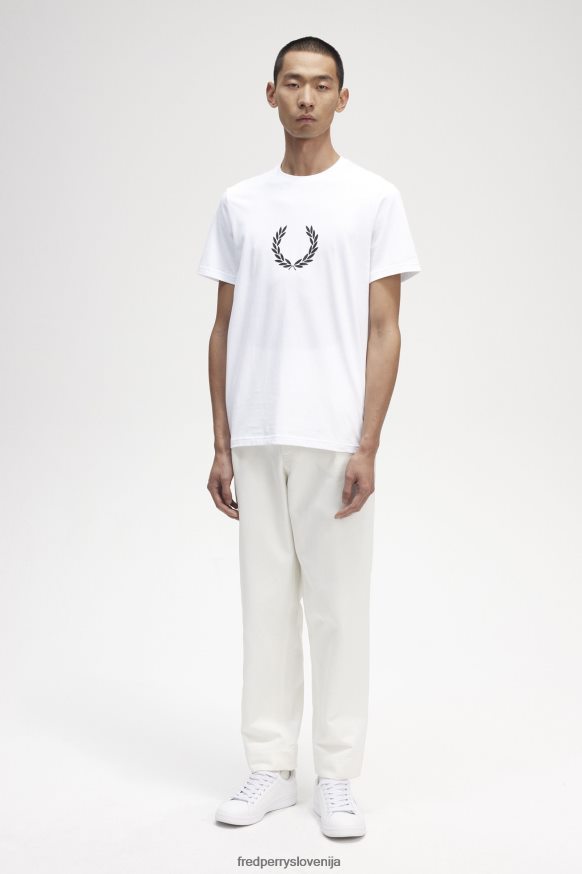 Fred Perry White Bayak Leak Leaf tiskovna majica s kratkimi rokavi