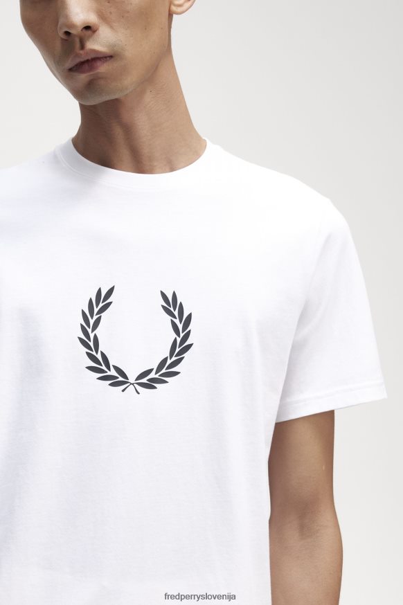 Fred Perry White Bay Leaf Natisnjen majica s kratkimi rokavi nazaj