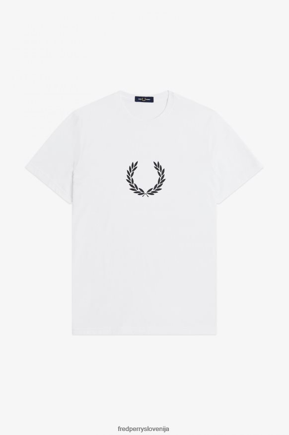Fred Perry White Bay Leaf Natisnjena majica s kratkimi rokavi, ki nosijo upodabljanje
