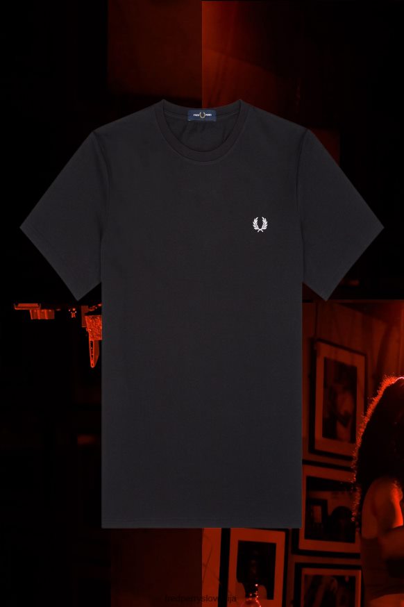 Fred Perry majica München Ringer črna - detajl ovratnika