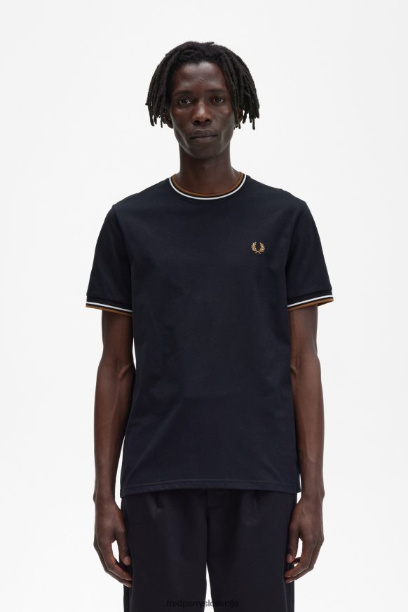 Fred Perry črna majica s kratkimi rokavi - sprednji pogled