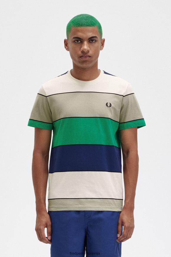 oblačila Fred Perry majica s krepkimi črtami morska trava moški JR84XT491