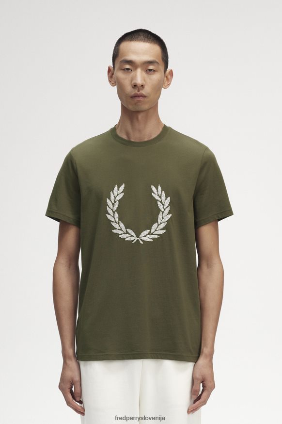 Fred Perry majica enotno zelena sprednji pogled