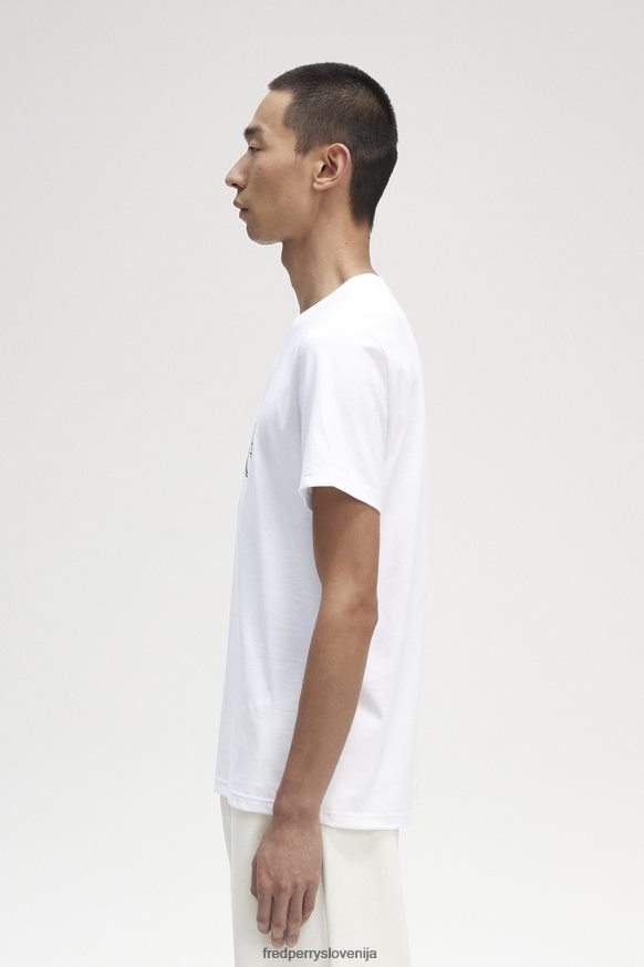 Fred Perry bela majica - detajl lovorovega venca