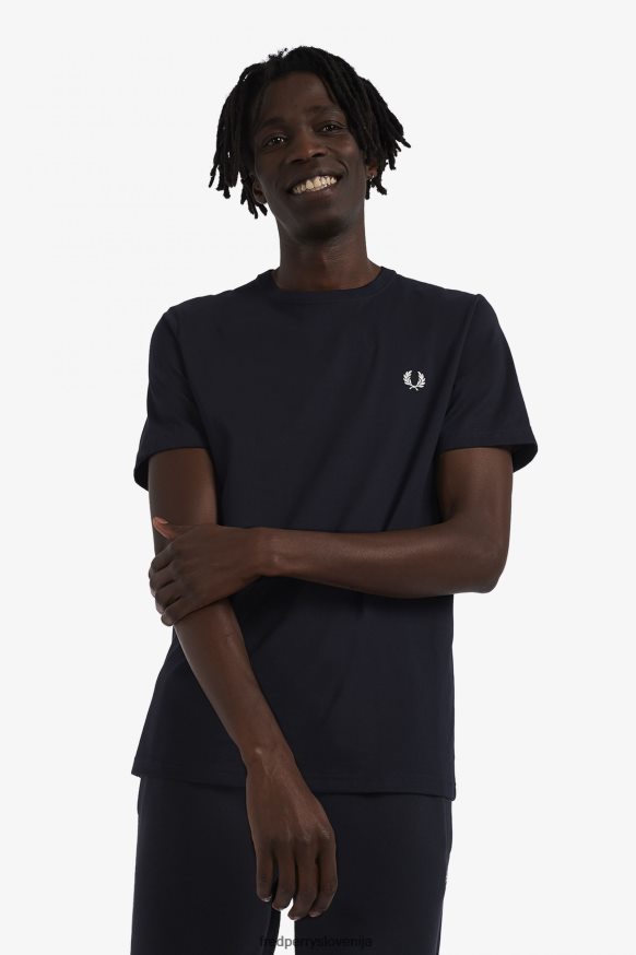 Fred Perry majica z okroglim izrezom v mornarski modri barvi