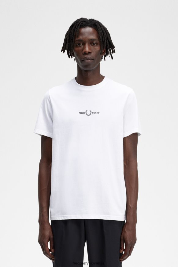 Fred Perry Embroidered T -Shirt Jr84xt570 Fred Perry bela vezena majica s kratkimi rokavi sprednji pogled