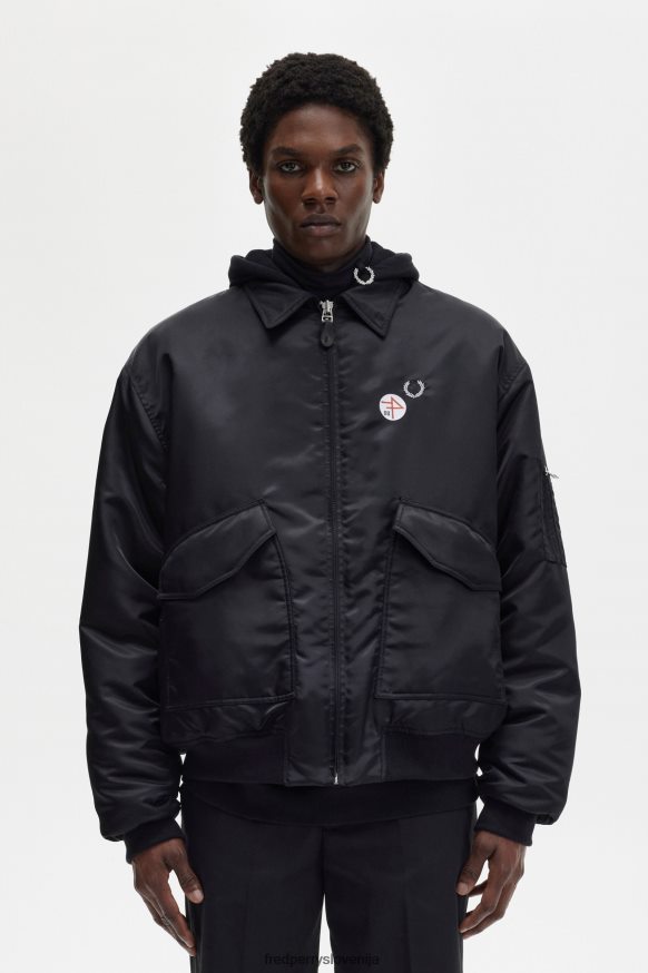 oblačila Fred Perry potiskana letalska jakna Črna moški JR84XT247 oblačila Fred Perry potiskana letalska jakna Črna moški JR84XT247