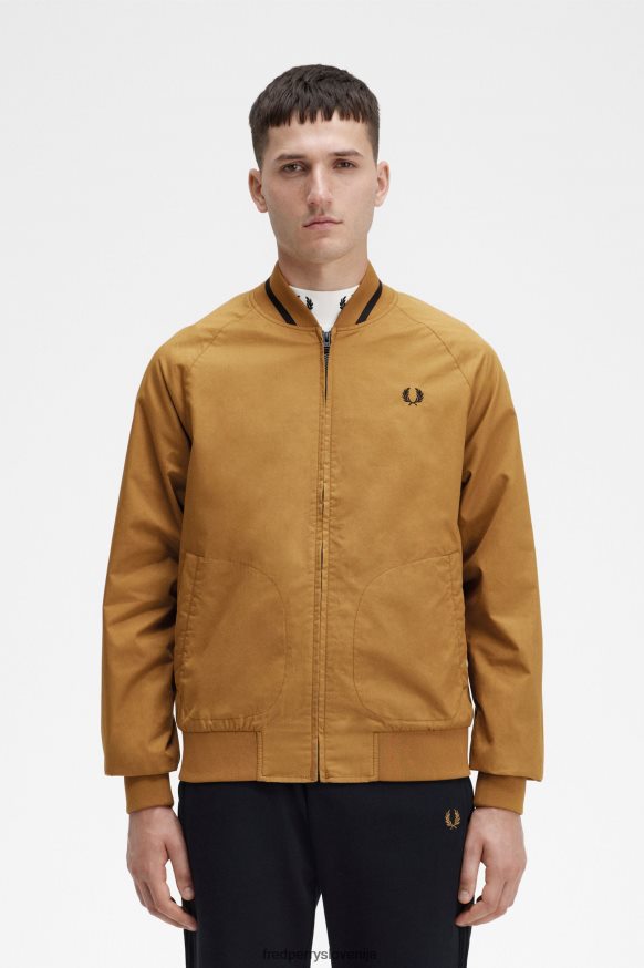 oblačila Fred Perry teniška bomber jakna temna karamela moški JR84XT235