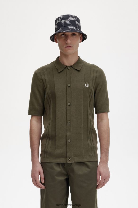 Fred Perry pletena srajca enotno zelena sprednji pogled