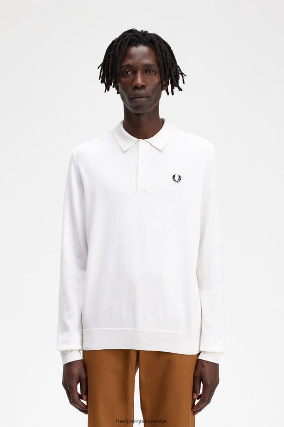 Fred Perry pletena srajca snežno bela - glavna slika