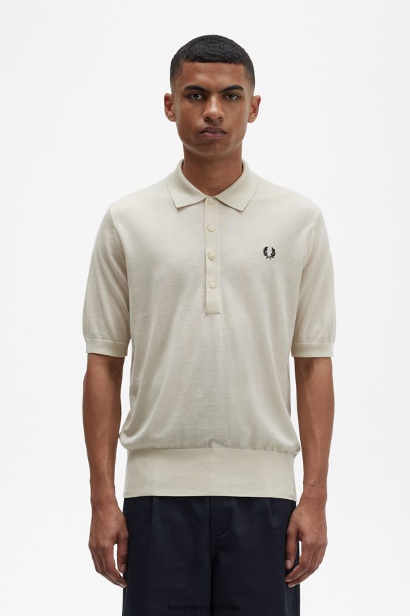 oblačila Fred Perry pletena majica s kratkimi rokavi ovseni kosmiči moški JR84XT469