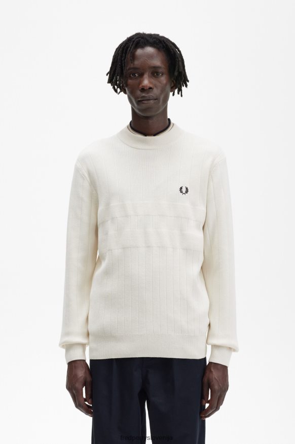oblačila Fred Perry pulover z okroglim izrezom v tonske črte ekru moški JR84XT464