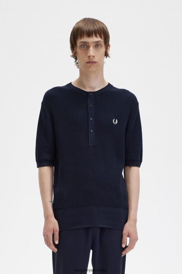 Fred Perry navojna pletena polo majica mornarsko modro sprednji zaslon