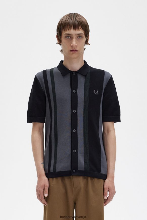 oblačila Fred Perry črtasta pletena srajca Črna moški JR84XT434 oblačila Fred Perry črtasta pletena srajca Črna moški JR84XT434