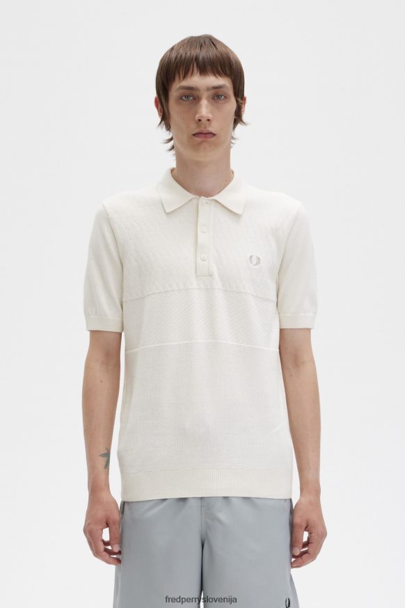 Fred Perry pletena srajca ekru - frontalni pogled