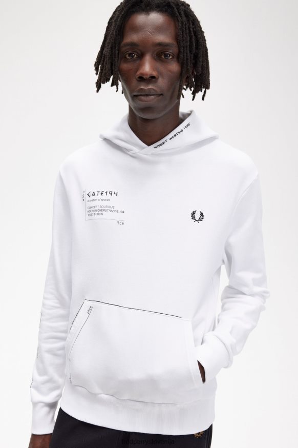 Fred Perry beli pulover s kapuco Fred Perry beli pulover s kapuco - frontalni pogled