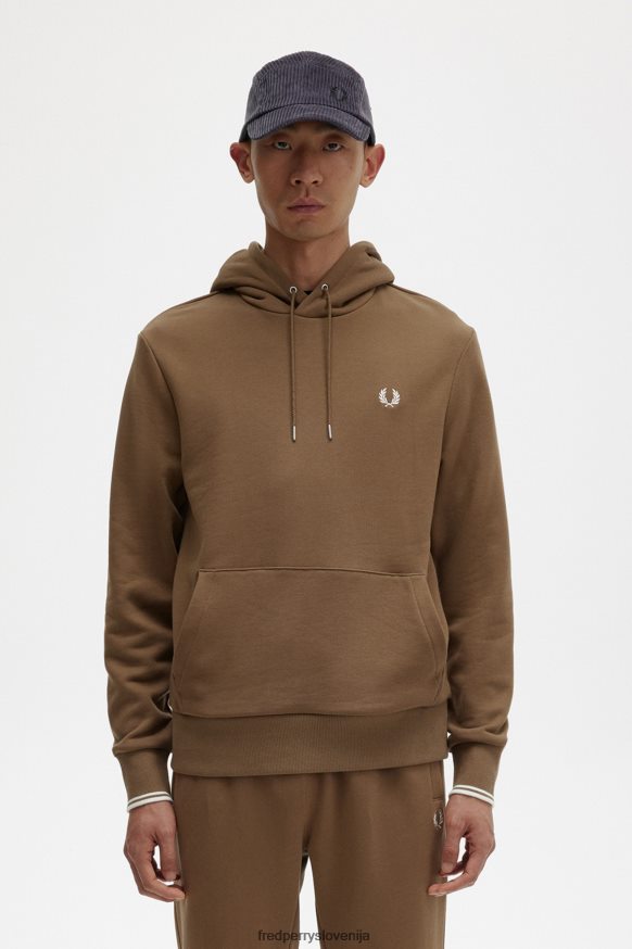 Fred Perry Puluver S Kapuco JR84XT420 Fred Perry pulover s kapuco v barvi senčen kamen/ecru