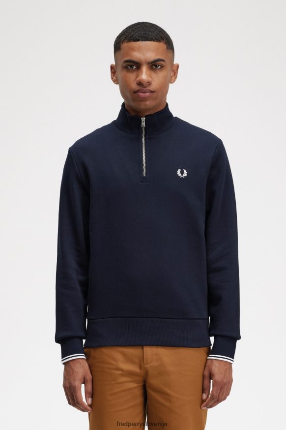Fred Perry pulover mornarica polovična zadrga sprednji pogled