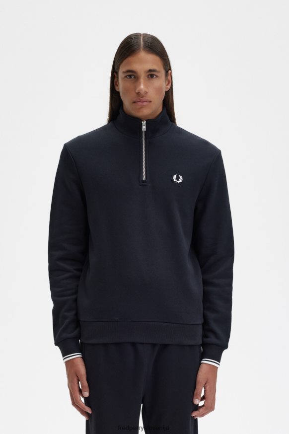 Fred Perry Black Half zadrge pulover sprednji zaslon