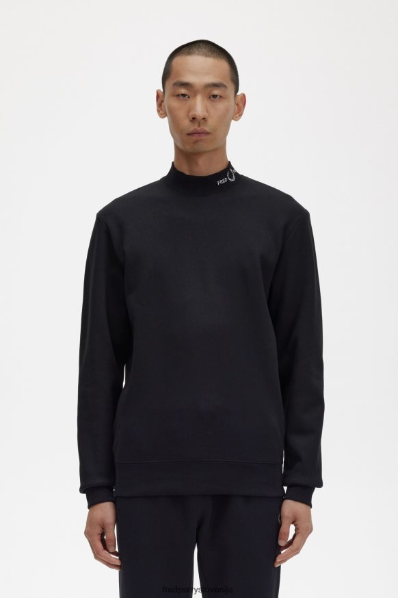 Fred Perry pulover z ovratnikom - črna barva - sprednji pogled