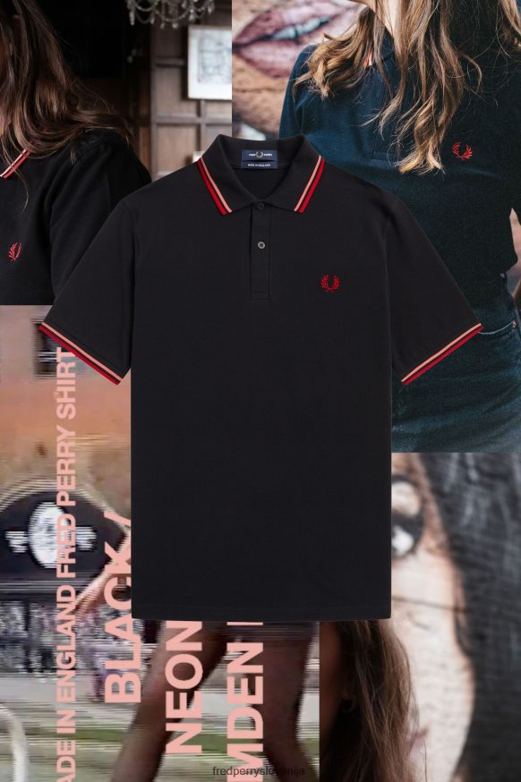 Fred Perry M12 črna/coral heat/camden opeka - sprednji pogled