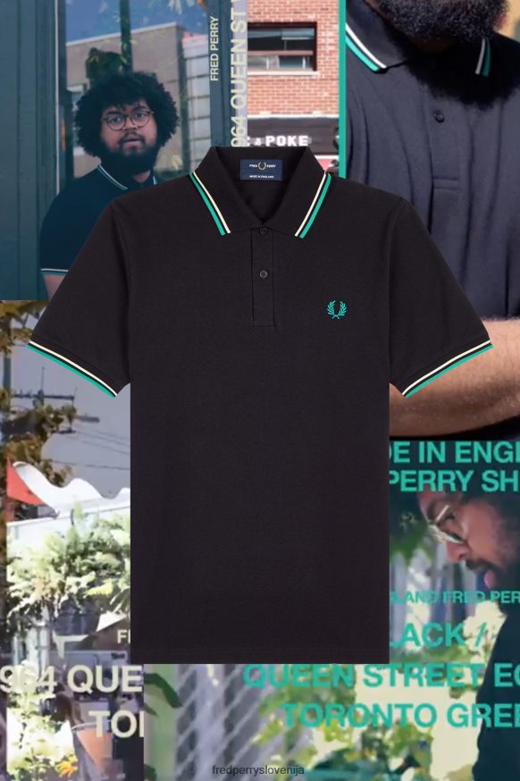Fred Perry M12 Polo Majica Fred Perry M12 polo majica v črni barvi z zelenimi detajli