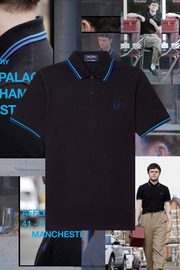 Fred Perry M12 Polo Majica Fred Perry M12 Polo majica - črna z modrimi detajli