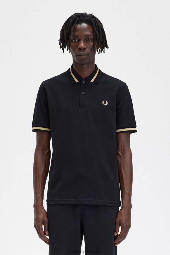 Fred Perry m2 črna/šampanjec polo majica - sprednji pogled