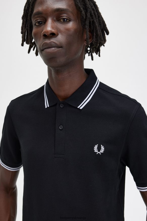 Fred Perry M3600 polo majica črnobela - celoten pogled