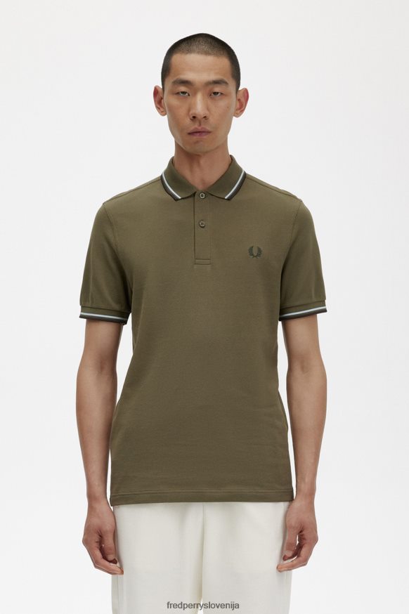 Fred Perry majica z dvojno konico Fred Perry m3600 majica v zelenih odtenkih