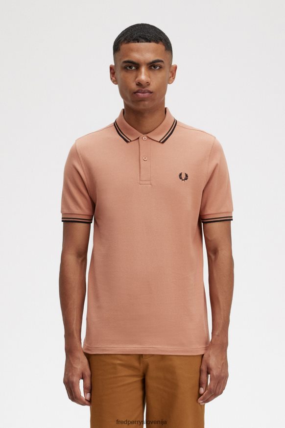 Fred Perry m3600 polo majica v barvah svetlo rjasto, nočno zelena in črna
