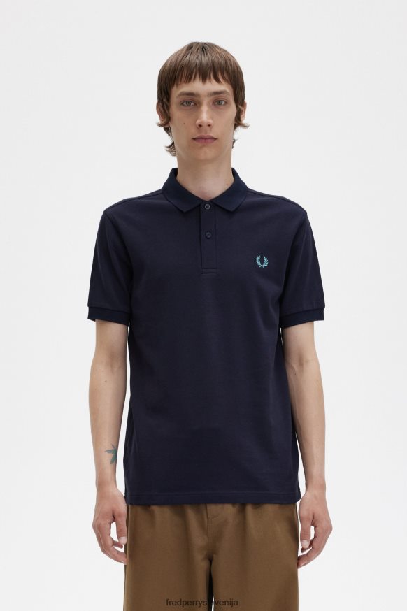 Fred Perry m6000 mornarsko navy/deep mint moška teniška majica - sprednji pogled