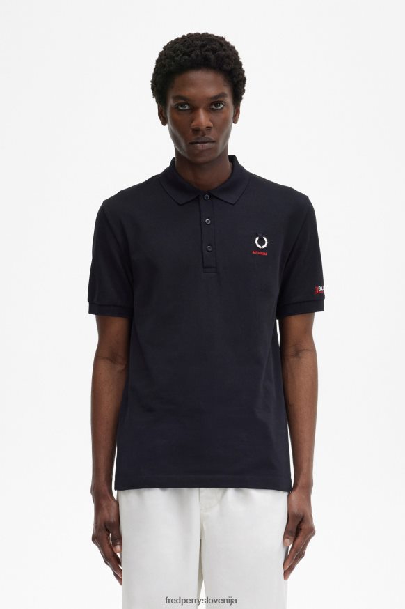 Fred Perry polo majica črna - sprednji pogled