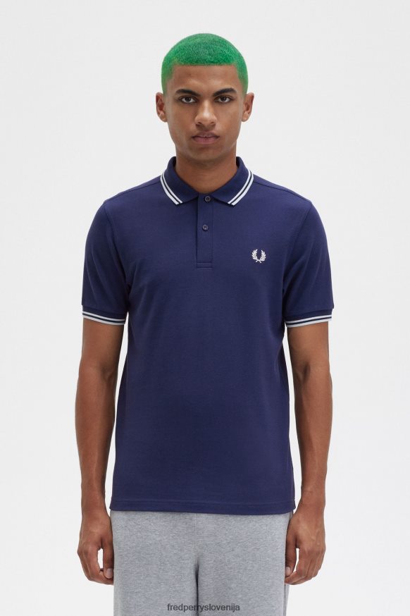 Fred Perry polo majica sprednji del Fred Perry grafična polo majica v francoski mornarici - sprednji pogled