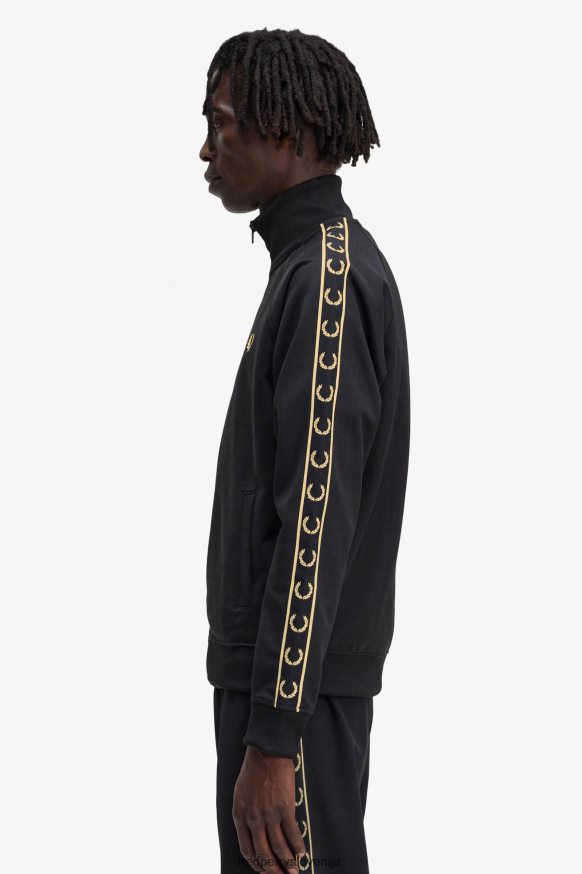 oblačila Fred Perry jakna s kontrastnim trakom črna/zlata moški JR84XT13