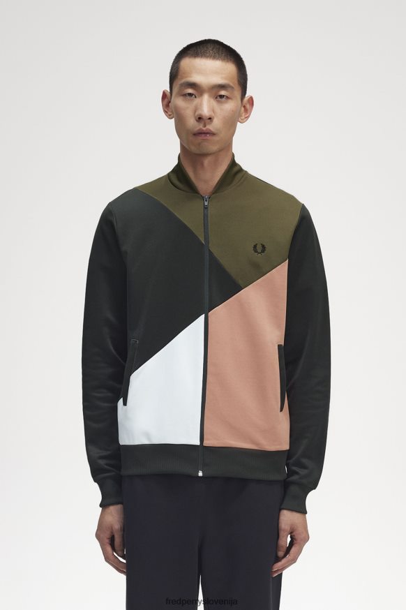 oblačila Fred Perry trenirka absrtact color block enotno zelena moški JR84XT24