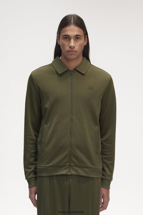 oblačila Fred Perry trenirka z zadrgo in ovratnikom enotno zelena moški JR84XT23