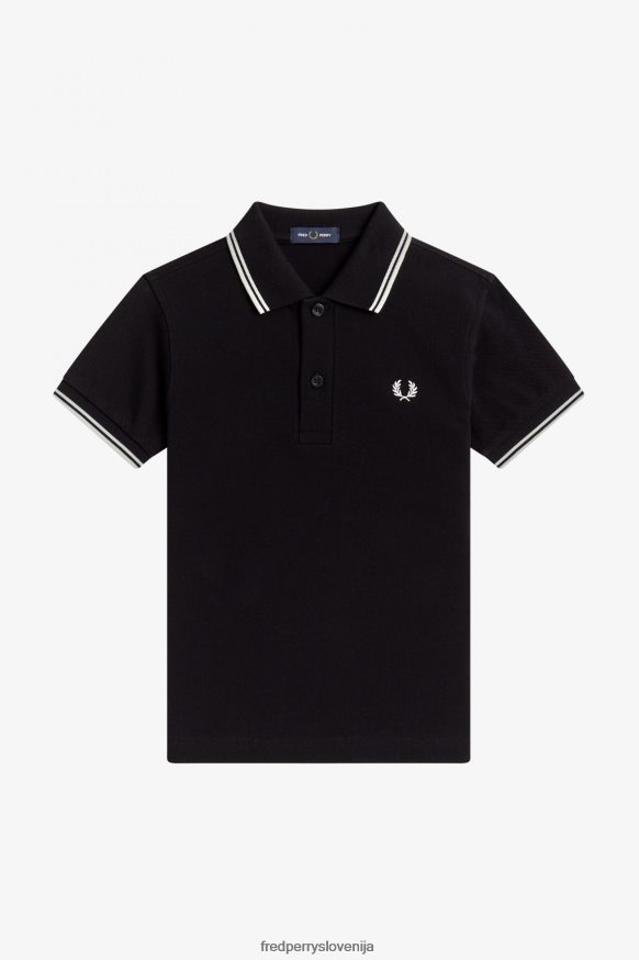 Fred Perry majica za otroke v črno-beli barvi