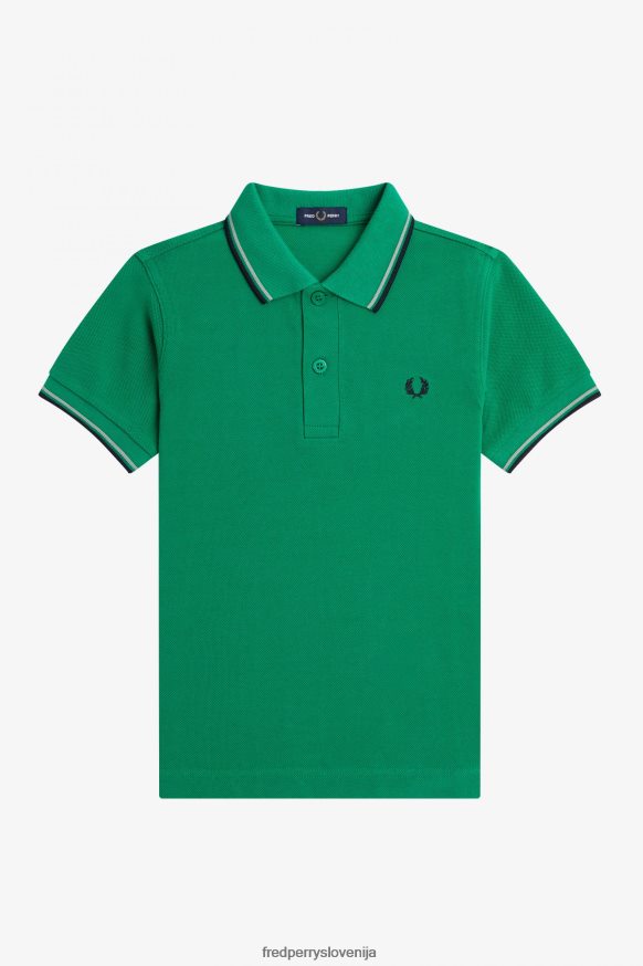 Fred Perry otroška majica JR84XT712 Fred Perry otroška majica z dvojno konico v zeleni barvi