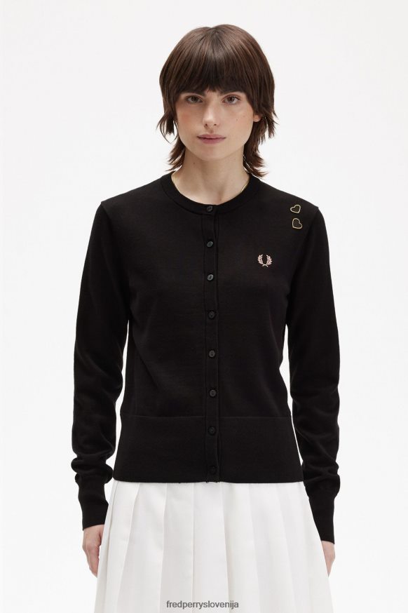oblačila Fred Perry kardigan na gumbe Črna ženske JR84XT666