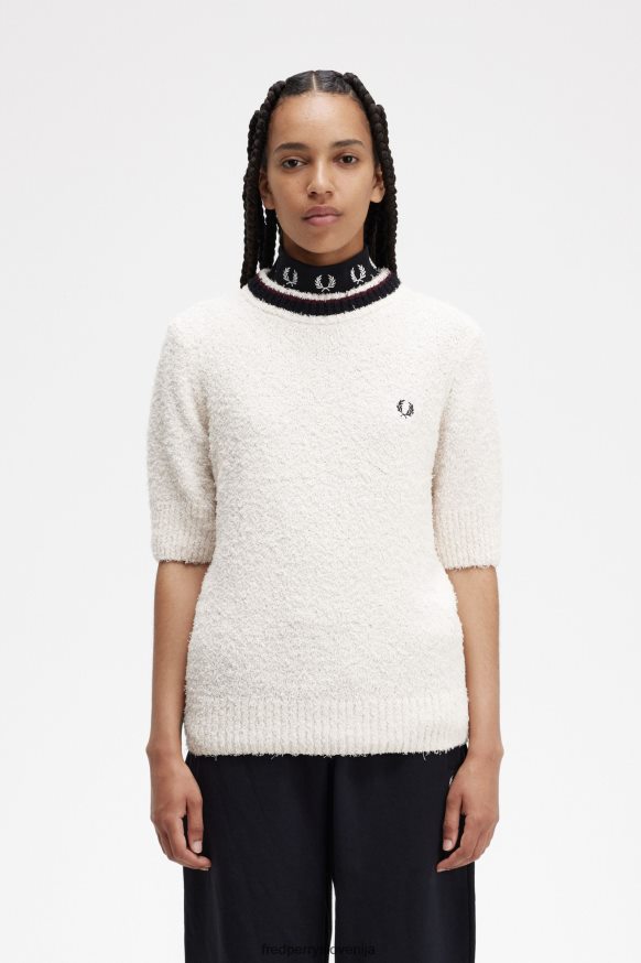 oblačila Fred Perry pulover s kratkimi rokavi iz boucleja Črna ženske JR84XT684