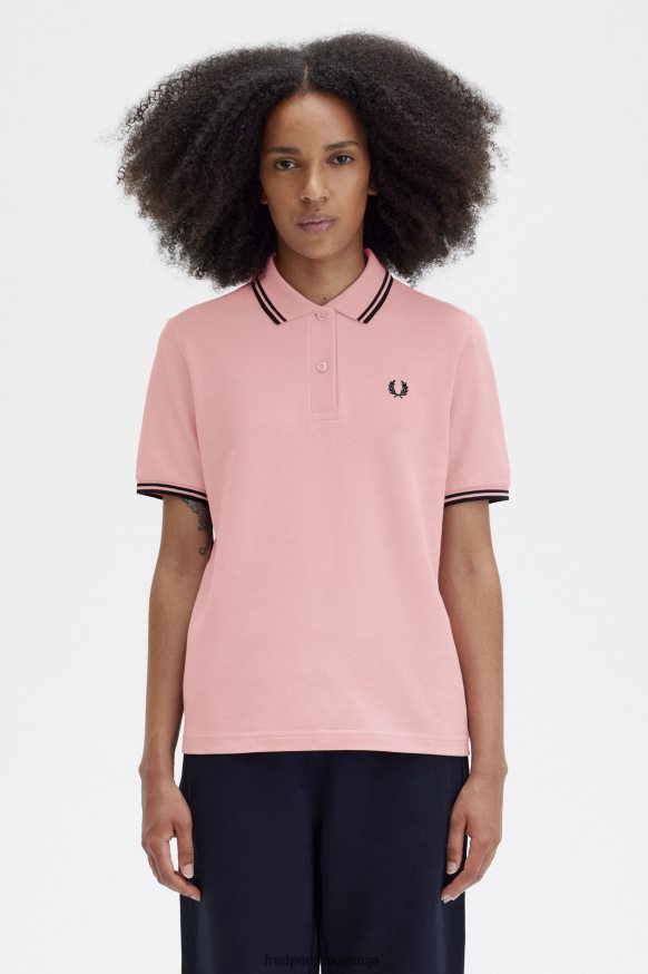 Fred Perry polo majica G3600 kredasto roza/črna - sprednji pogled
