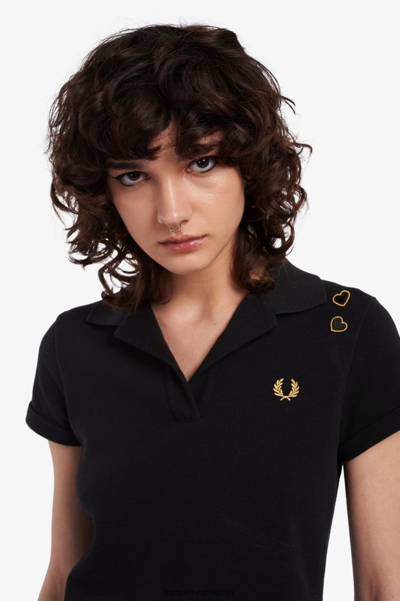 oblačila Fred Perry srajca z odprtim ovratnikom Črna ženske JR84XT644